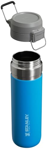 Stanley Quick Flip GO Water Bottle 24 OZ | Push Button Lid | Leakproof & Packable for Travel & Sports | Insulated Stainless Steel | BPA-Free | Azure