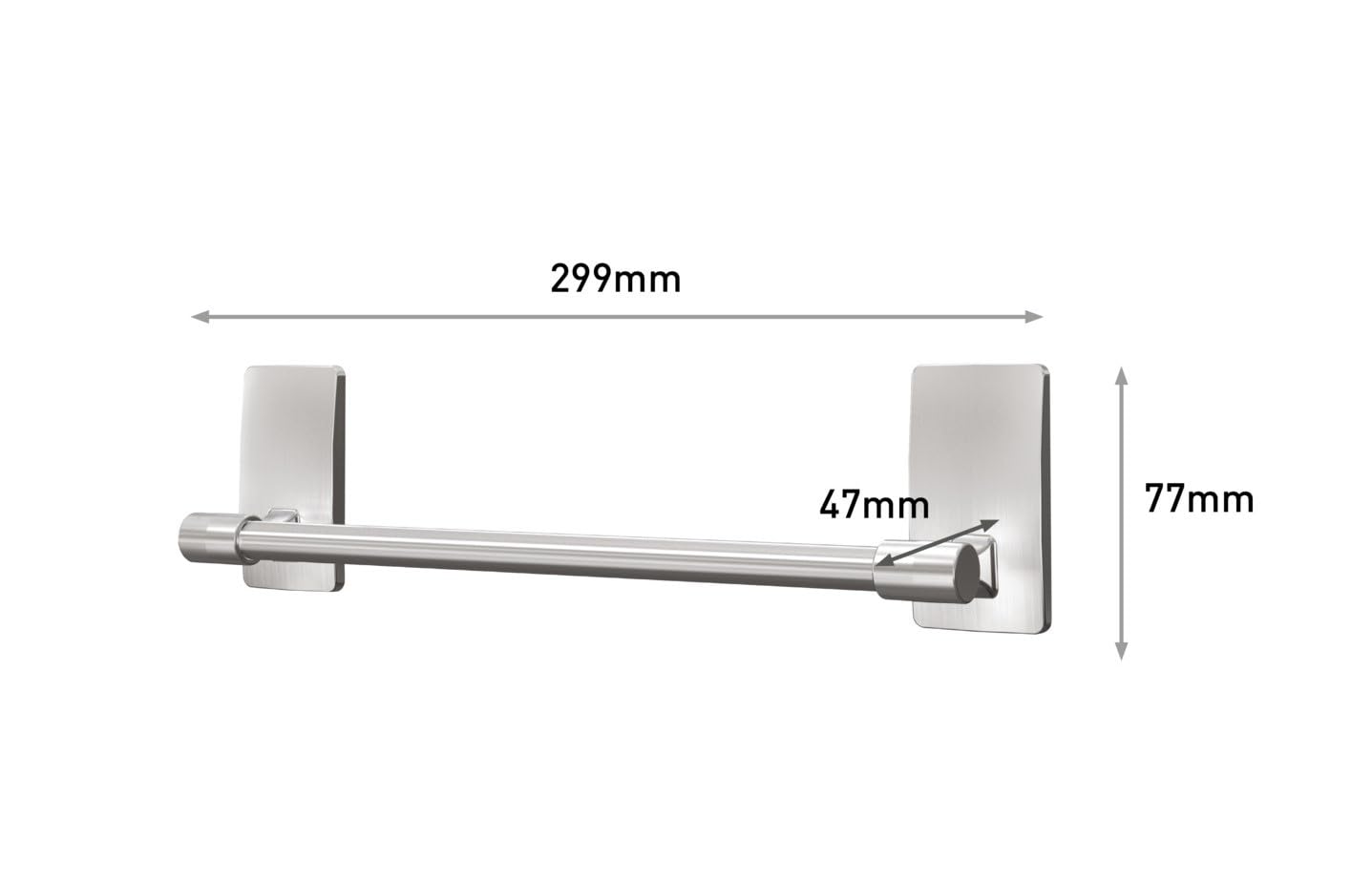Command Hand Towel Bar, Satin Nickel Finish, Rust-resistant, Holds 1,3Kg - Organise your Bathroom Damage Free