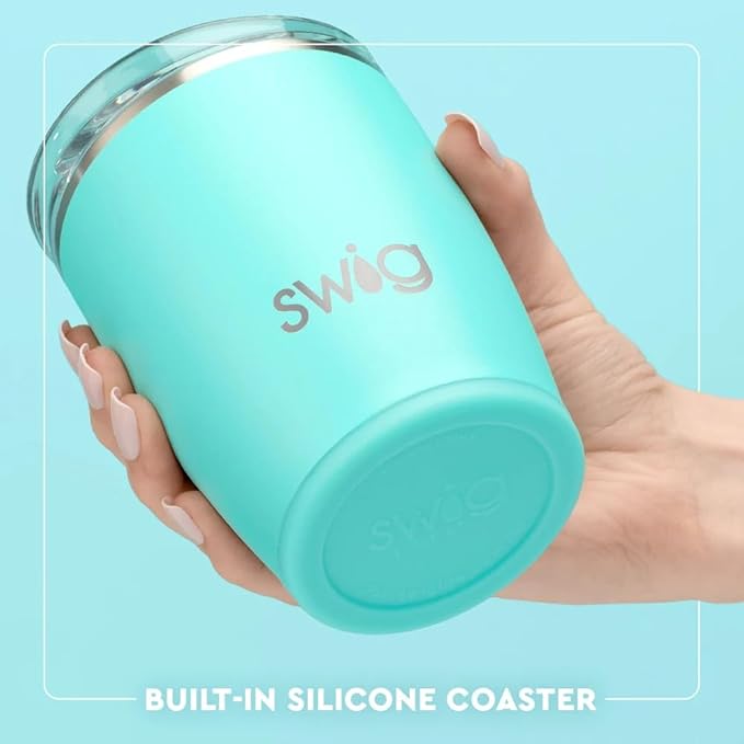 Swig Life 12oz Insulated Tumbler, Travel Coffee Tumbler with Lid, Cup Holder Friendly Travel Coffee Mug, Stainless Steel, 12 oz Reusable Insulated Coffee Mug (Saturdays in Stillwater)