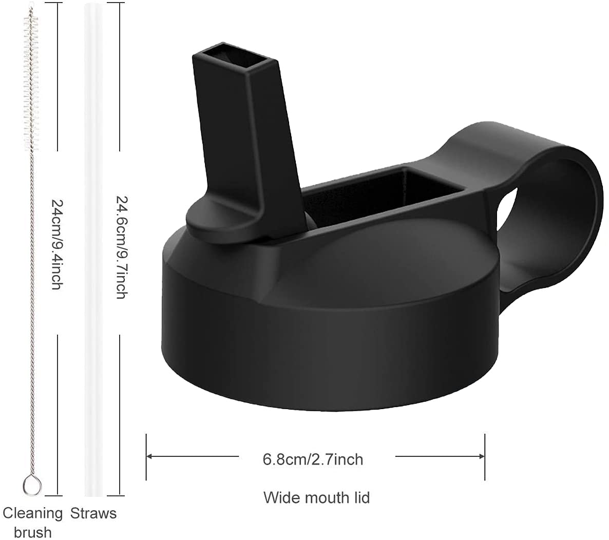 The Mass Wide Mouth Straw Lid Compatibility Most Sports Water Bottle (Black & Frost)