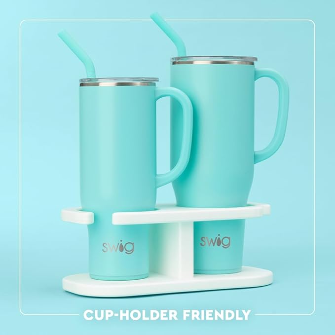Swig Life 40oz Mega Mug, 40 oz Tumbler with Handle and Straw, Cup Holder Friendly, Dishwasher Safe, Extra Large Insulated Tumbler, Stainless Steel (Howdy Holidays)