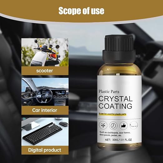 Crystal Coating for Car, 2026 New Plastic Parts Crystals Coating, Upgrade Plastics Parts Crystal Coating Plastic Restorer with Spong, Coatings Agent for Automotive Plastics (2Set)