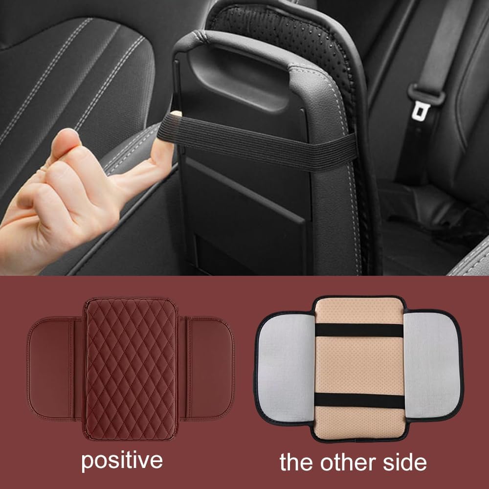 Memory Cotton Leather Car Armrest Box Pad, 2025 New Universal Style Memory Cotton Car Armrest Box Pad, Upgrade Vehicle Seat Box Cushion Protector for SUV Truck (Grey)