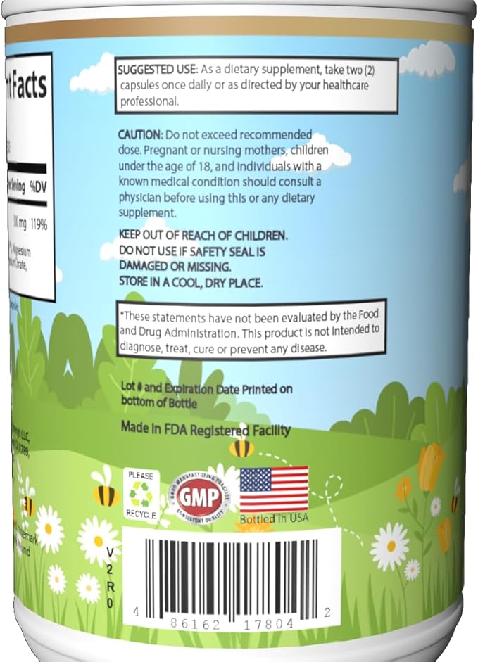 Magnesium Complex Supplement by Aquamin - 60 Capsules, 500mg, with Magnesium Hydroxide, Malate, Oxide, Citrate & Glycinate - Made in USA, FDA Registered Facility