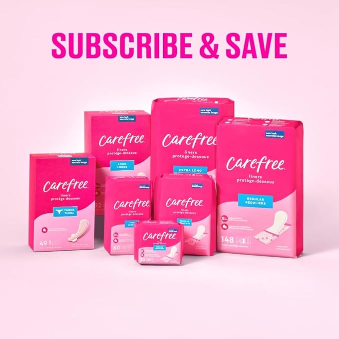 Carefree Panty Liners for Women, Extra Long, Wrapped, Unscented, 93ct | Pantiliners, Carefree, Daily Liners for Women, Light Periods and Leaks, 8-Hour Odor Control | 93ct (Packaging May Vary)