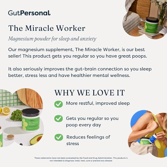 The Miracle Worker Magnesium Capsule Supplement: Reduce Stress and Improve Sleep Quality and Regularity While Easing Muscle Cramps, Capsules, 60 Servings, 120 ct