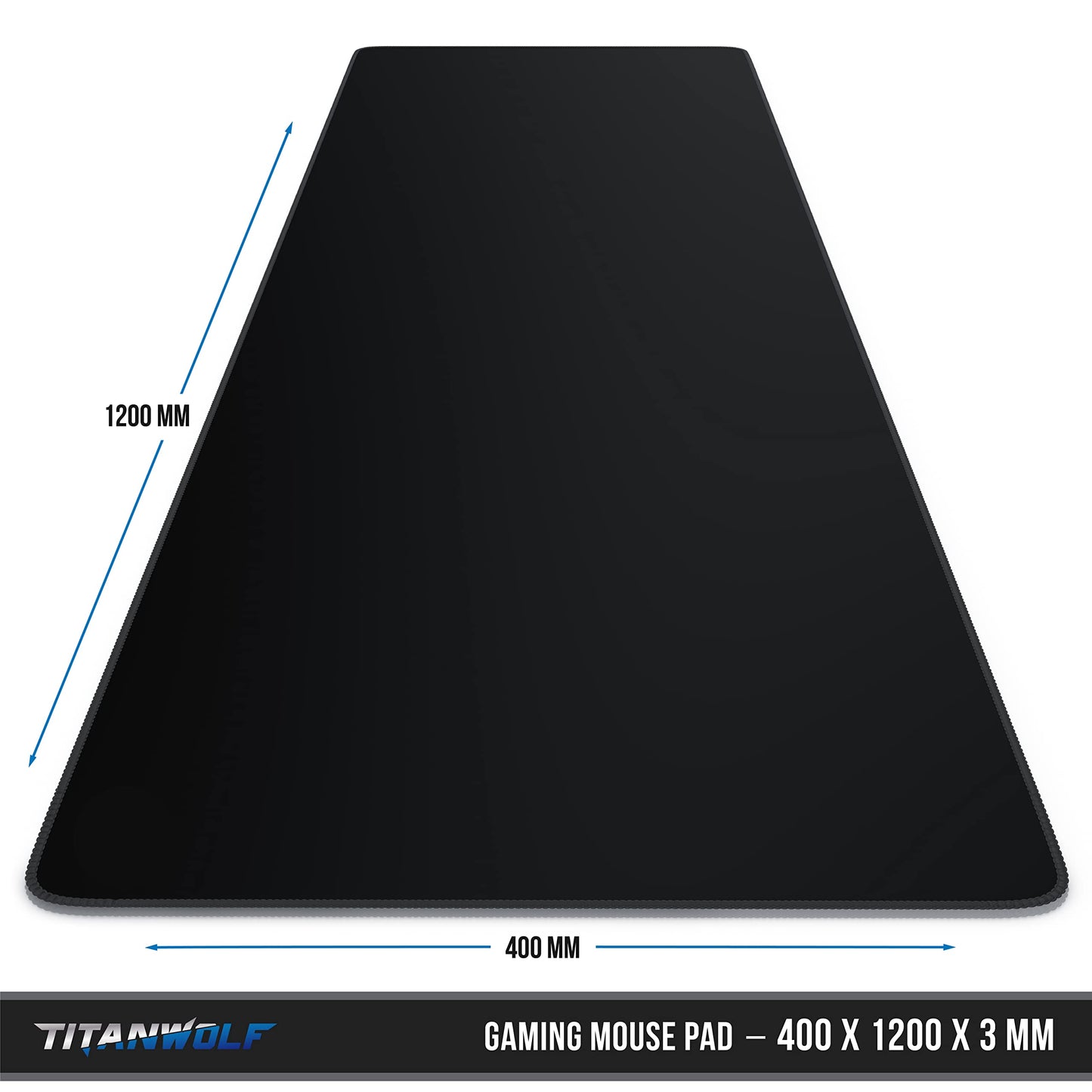 TITANWOLF - Extra Large Gaming Mouse Mat 1200x400mm Oversize - XXL Mouse Pad with motif - Desk Pad XXXL Extended – For Precision and Speed - Non-Slip Rubber Base – For Mouse and Keyboard - Black