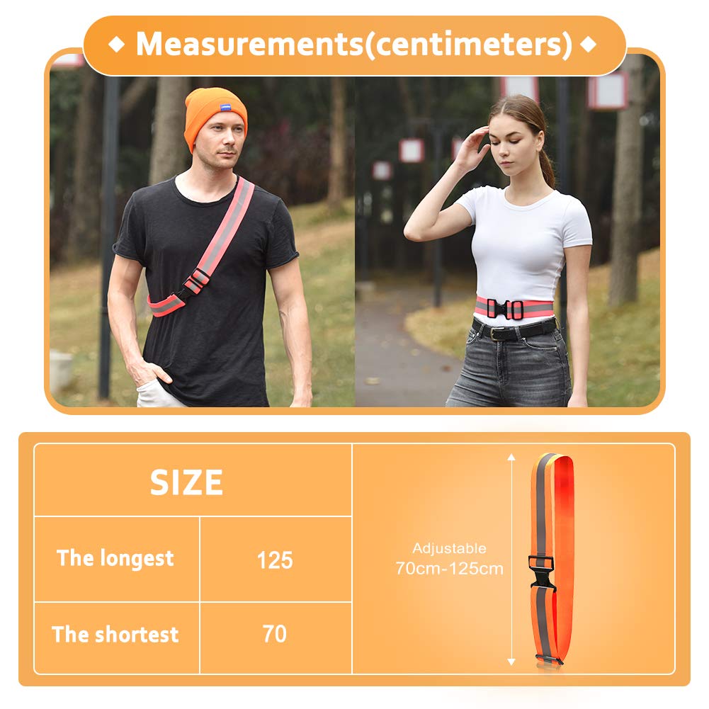 A-SAFETY Glow Belt - Running Belt - Reflective Belt - PT Belt - Military Reflective Belt(Yellow,Orange,Black,White) (Red)