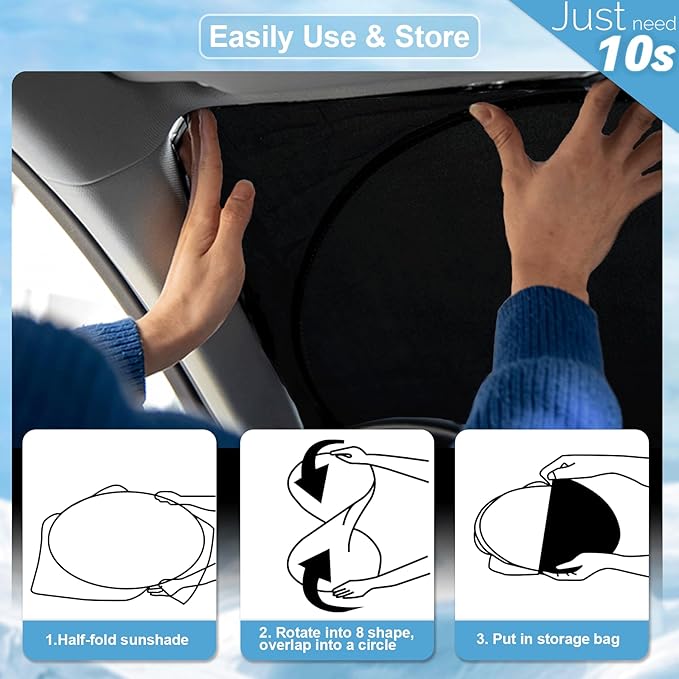 Custom Fit Accord Windshield Sunshade for Honda Accord 2012 2011-2008 Sedan, LX, EX, EX-L, Touring Accessories Front Window Cover for Windshield Sun Visor Protector Blocks UV Rays Cool Car Accessories