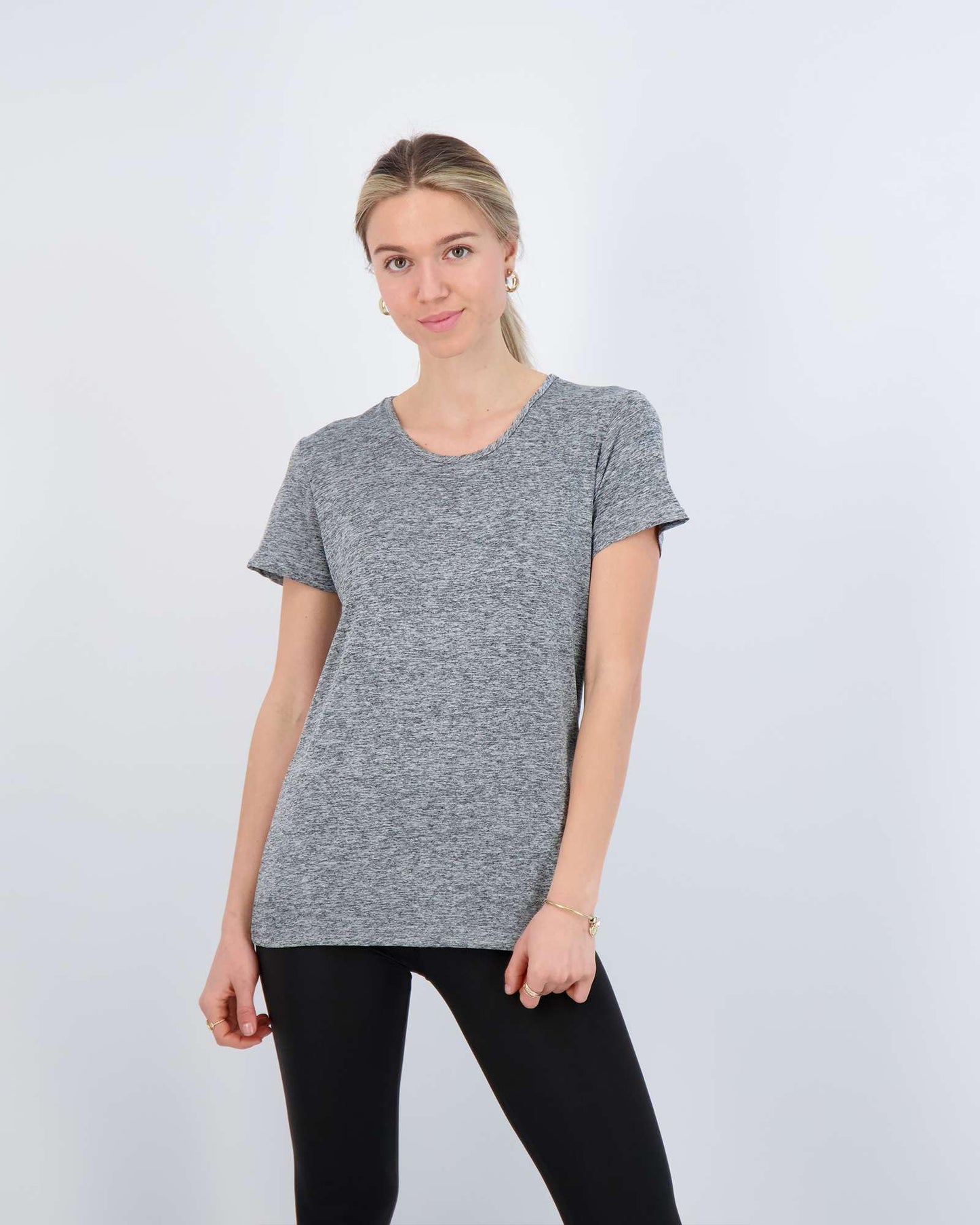 Real Essentials Womens Quick Dry Fit Dri Fit Active Wear Yoga Workout Athletic Tops Running Gym Exercise Ladies Short Sleeve Crew Scoop Neck Moisture Wicking Tees T-Shirt, Set 2, XL, Pack of 5