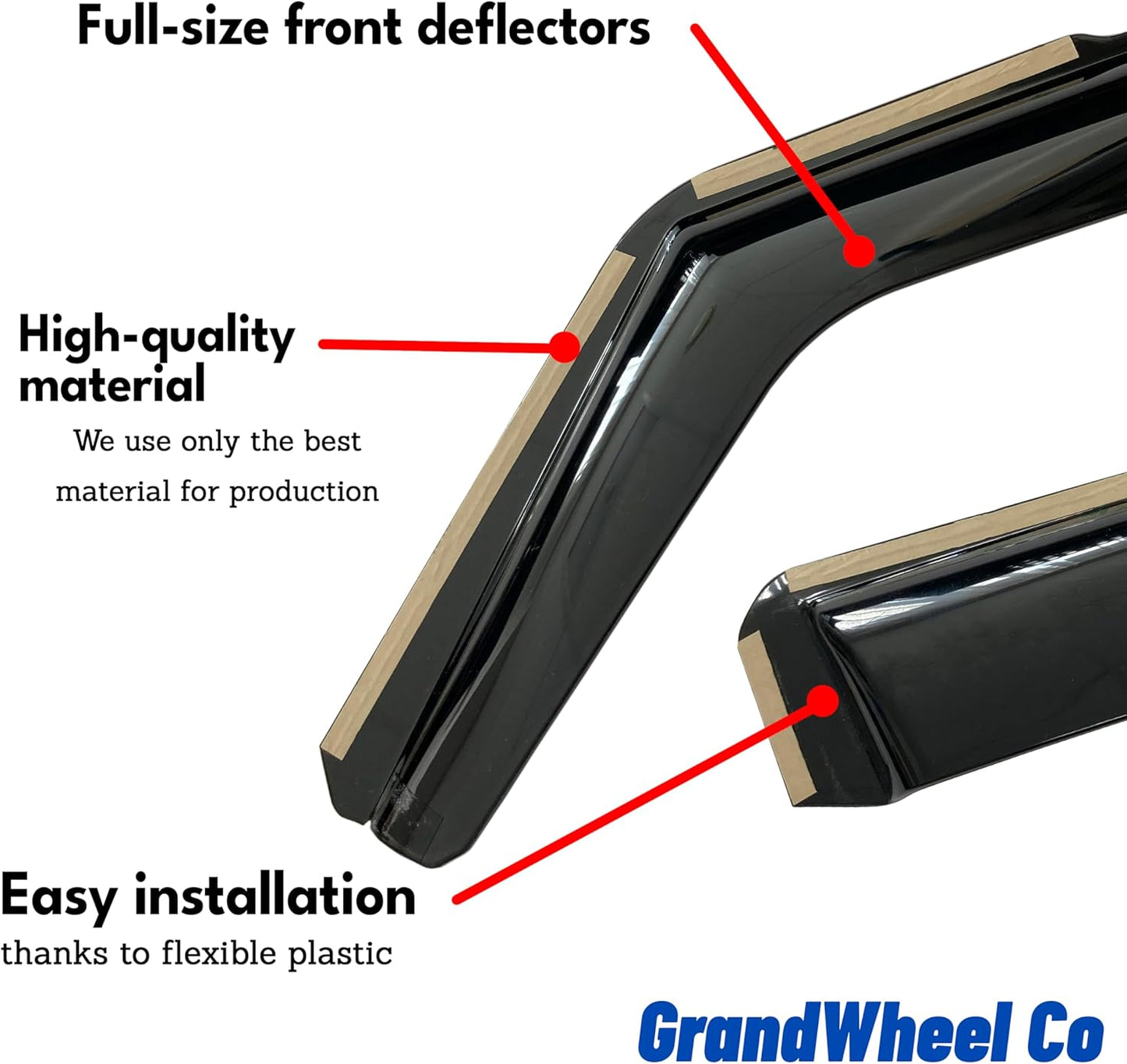 Window Deflectors Smoke Tinted In-Channel Side Window Vent Visor Deflectors Rain Guards Compatible with Toyota Tundra 2022-2025 CrewMax - 4pcs. GW0732