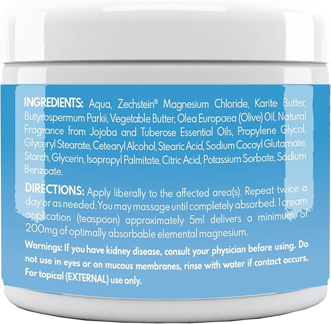 VAL Lombardi Magnesium Lotion | Nighttime Zechstein Magnesium Chloride Cream | Hydrating & Fast-Absorbing | Topical Magnesium for Feet, Legs, Arms & Chest | USA Made | 4oz | (Jojoba Tuberose)