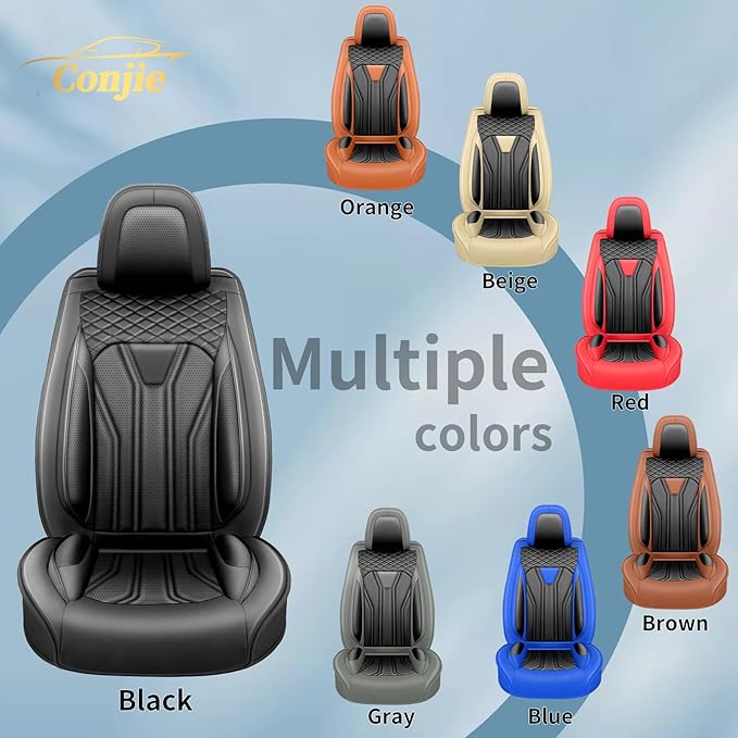 Fit Frontier Car Seat Covers Premium Leather for Nissan Frontier 2009-2025 2026. Waterproof, Breathable, Scratch-Resistant & All-Weather Seat Cushion Protector(Front Seat,All Black