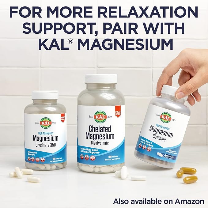 KAL Melatonin 3mg Sustained Release Sleep Aid, Melatonin Supplement Supports Healthy Relaxation, a Calm Feeling and a Proper Sleep Cycle, w/Added Vitamin B6, Vegan, Gluten Free 60 Serv, 60 Tablets