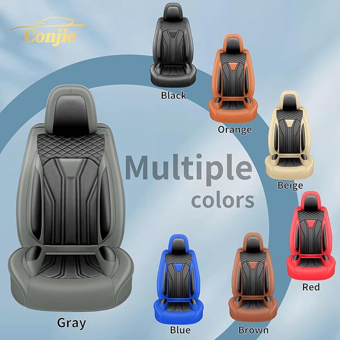 Fit Accord Car Seat Covers Premium Leather for Honda Accord 2012-2025 2026. Waterproof, Breathable, Scratch-Resistant & All-Weather Seat Cushion Protector(Front Seat,Gray&Black