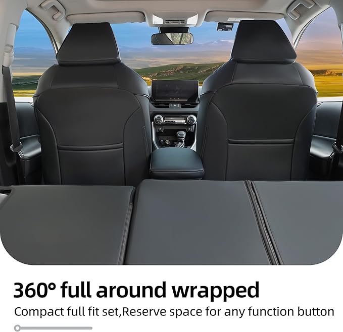 Lolcar Rav4 Seat Covers for Toyota RAV4 2019 2020 2021 2022 2023 2024 2025 LE,XLE,XLE Premium,Limited,Car Seat Cover for Trucks SUV,Leather Seat Cushion Full Set,Faux Leather (Grid Black)