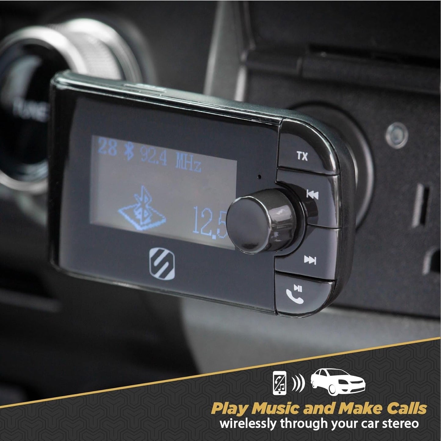 Scosche SBTFM2-XCES0 Select Bluetooth 5.0 FM Transmitter w/ Dual USB Charger Ports, LCD Screen & Aux Port, Wireless Radio Bluetooth Audio Adapter, Hands-Free Car Kit for Phone Calls & MP3 Music Player