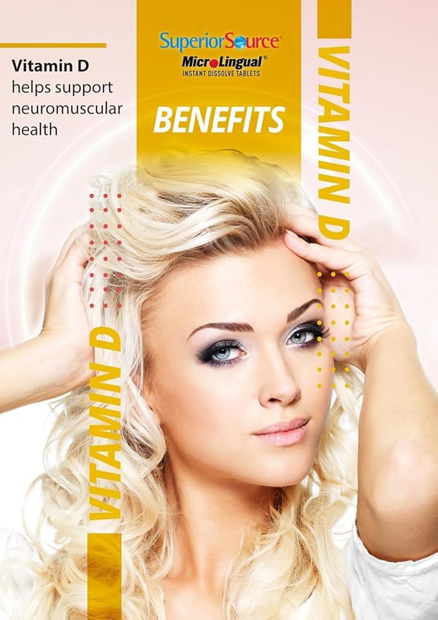 Superior Source Vitamin D3 5000 IU - Offers Immune System, Brain & Nervous System Support - Aids Calcium Absorption for Teeth & Bone Health - Bariatric Friendly - 100 Sublingual Dissolving Tablets