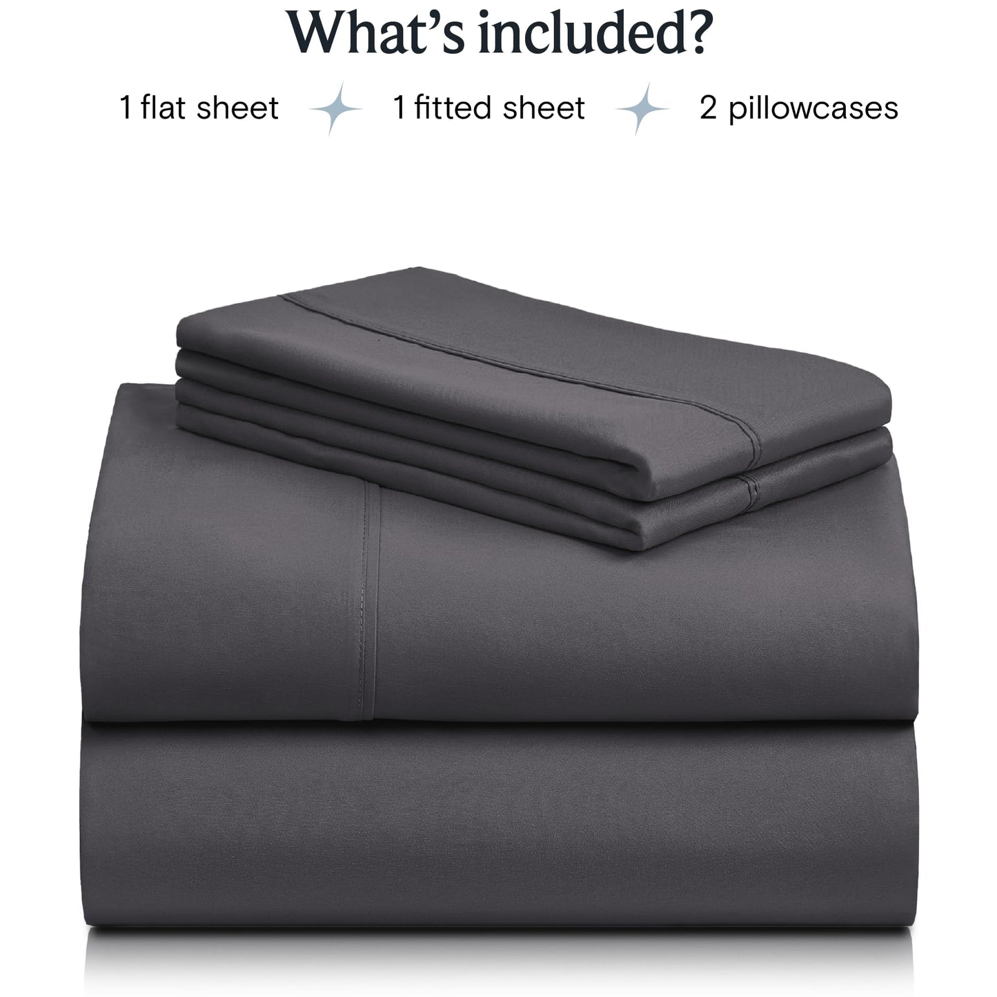 LuxClub 4 PC Queen Sheet Set, Sheets Queen Size, Deep Pockets 18" Wrinkle Free Cooling Sheets Machine Washable Hotel Bedding Silky Soft - Dark Grey Queen