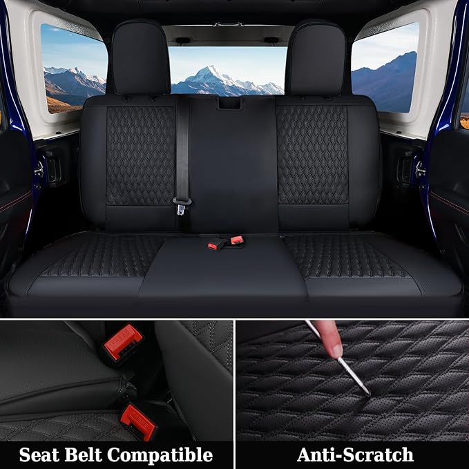 Coverado Seat Covers Full set for Jeep Wrangler, Waterproof Car Seat Covers for Truck Automotive Seat Covers Custom Fit for 2008-2012 Jeep Wrangler JK 2-Door, Full Coverage Wrangler Seat Covers(Black)