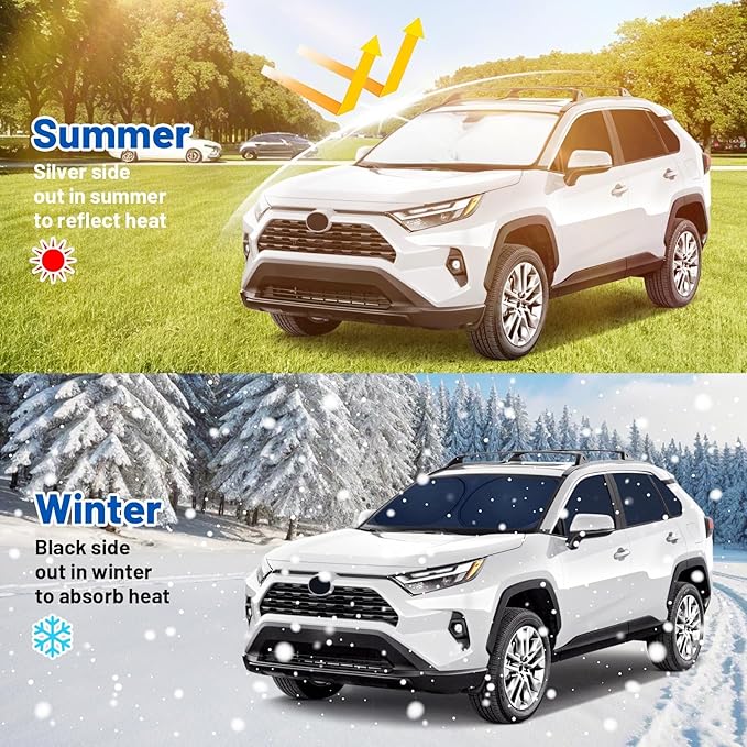Car Window Shades for Toyota RAV4 2019-2025 Accessories - Full Set 8PCS Side Window Sunshades with Memory Frame & Blackout Fabric, Privacy UV Shield for Camping/Travel