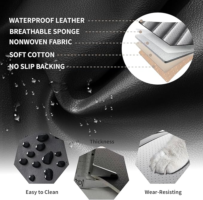 Front Seat Covers Fit for Toyota Corolla 2000-2026, Car Seat Covers Front Seats, Breathable Faux Leather Automotive Seat Covers Front Pair Anti-Slip Seat Cover(Black&Gray, Front)