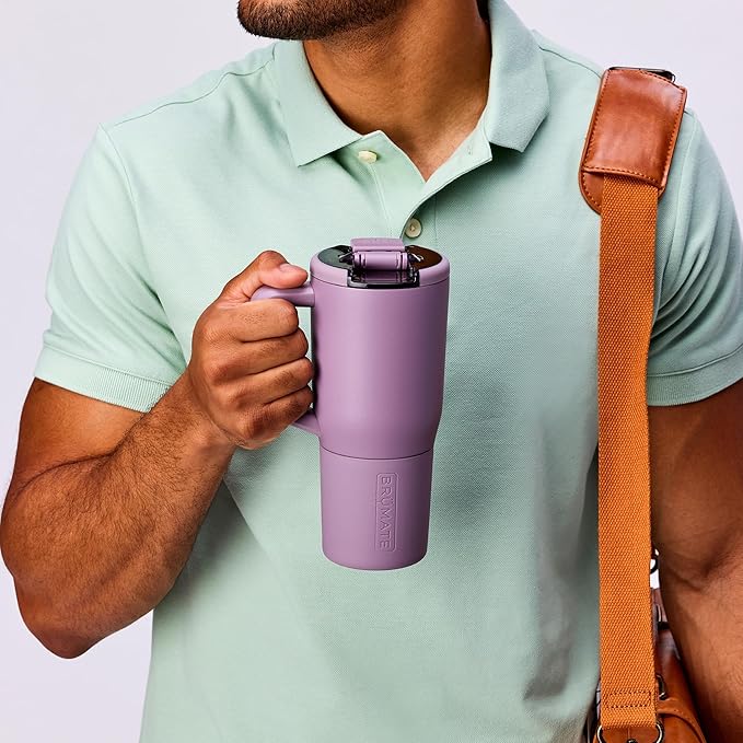 BrüMate Müv - 25oz 100% Leak Proof Insulated Coffee Mug with Handle & Lid - Stainless Steel Coffee Travel Mug - Double Walled Coffee Cup (Guava)