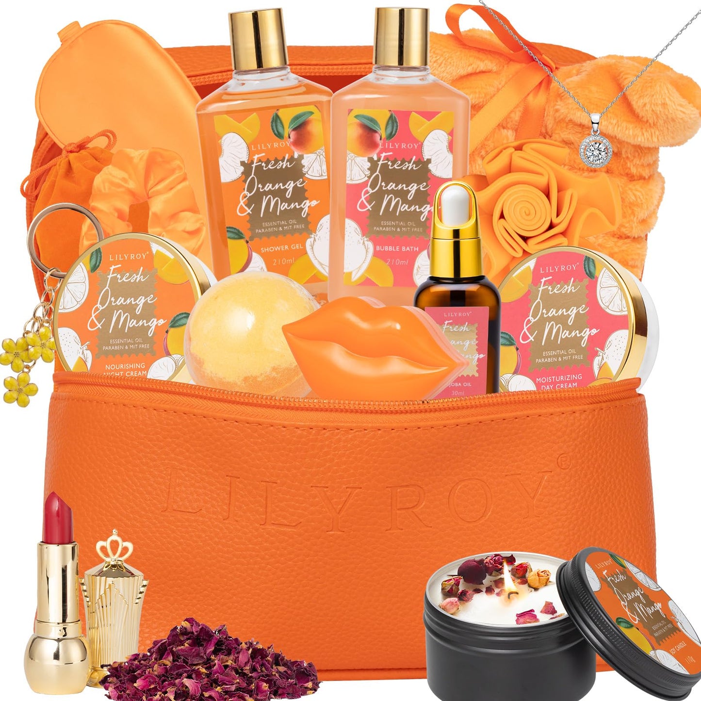 Mother's Day Gift for Mom - Luxury 19-Piece Tropical Spa Gift Set for Women, Bath & Body Care Kit with Shower Gel, Makeup Bag | Christmas, Valentine's, Birthday, Relaxation Gift for All Occasions