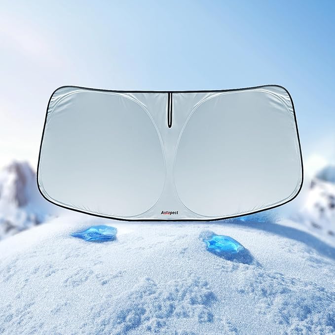 Windshield Sun Shade for Ford Explorer 2020-2026 ST, XLT, Limited, Platinum – Custom Fit Sun Shield with Mirror Cut‑Out, Blocks Heat & UV, Foldable - Ford Explorer Windshield Sunshade