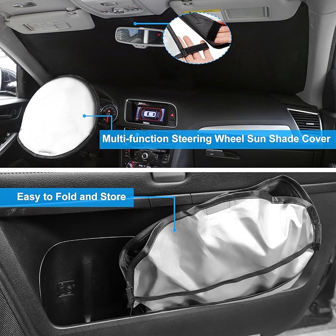 Windshield Sun Shade Custom Fit for 1990-2018 Mercedes Benz G W463 G550 G55 G63 G65 Accessories(Not for 2019-2021 Mercedes Benz G Class) Accessories Foldable Sunshade Keep Car Cooler