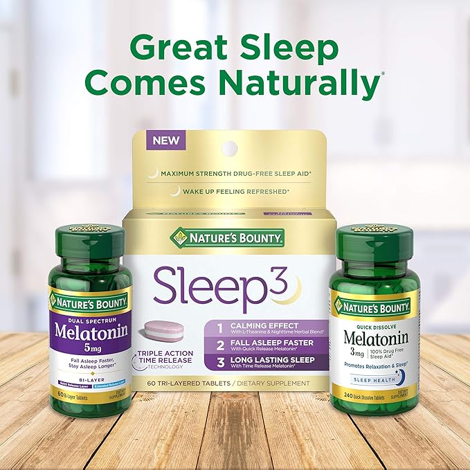 Nature's Bounty Melatonin, 100% Drug-Free Sleep Aid, Dietary Supplement, 10 mg, 60 Count (Pack of 2)