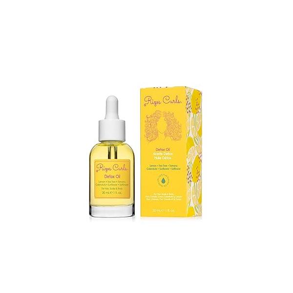 Rizos Curls Detox Oil, & Balance Scalp to Reduce Buildup Soothe Irritation, Support Hair Growth Health with Tea Tree Lemon For All Types 1a - 4c, 1 oz