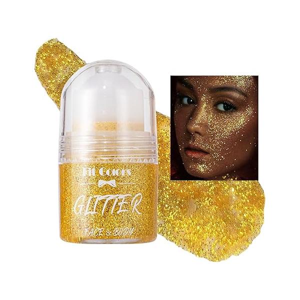 Roll-on Body Glitter Gel, Mardi Gras Mermaid Sequins Holographic Face Paint, Hair Gel Festival Accessories,Rave Party &Halloween Makeup for Women (#03)