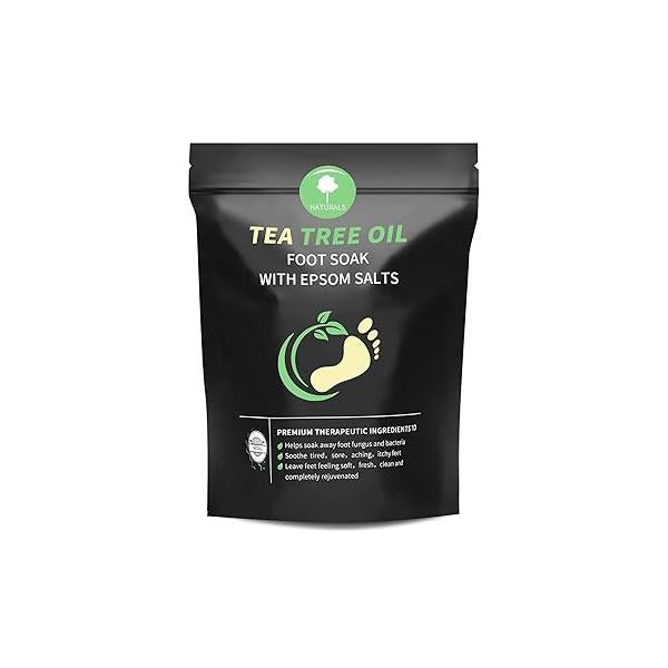 Tea Tree Oil Foot Soak with Epsom Salt - Pedicure Spa for Toenail Fungus Treatment, Nail Discoloration, Stubborn Odor and Itchiness -16 oz