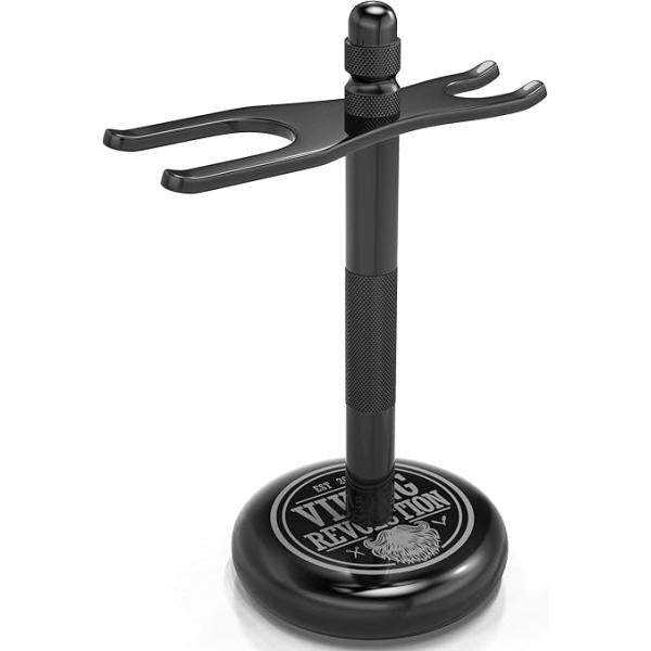 Viking Revolution Black Safety Razor Stand - Holder and Shaving Brush to Prolong the Life of Your Weighted Bottom for Extra Stability