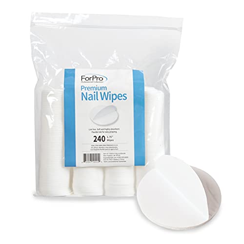 ForPro Professional Collection Premium Nail Wipes, Lint-Free Cotton Wipes for Removing Nail Polish, 1.75", 240-Count