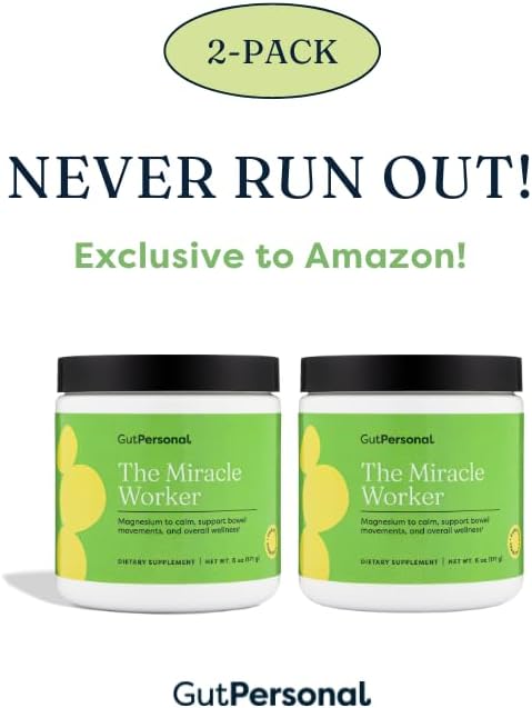 The Miracle Worker Magnesium Capsule Supplement: Reduce Stress and Improve Sleep Quality and Regularity While Easing Muscle Cramps, Capsules, 60 Servings, 120 ct