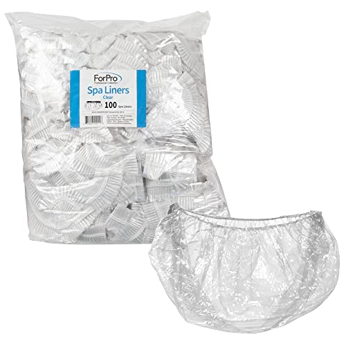 ForPro Professional Collection Spa Liners, Fit All Pedicure Spas, Disposable Pedicure Liners, Clear, 100-Count