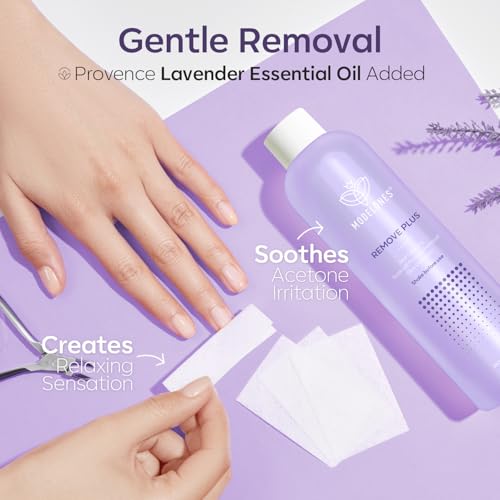 Modelones Nail Polish Remover, Acetone Gel Polish Remover with Jojoba Oil Fast Gentle Professional Removal for Nail Glue Acrylic Dip Powder Press On Nails Home Salon Gift for Women 8 Fl Oz, Lavender