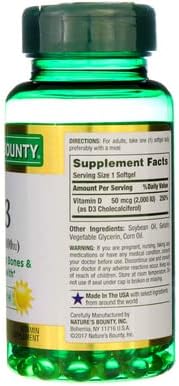 Nature's Bounty D3-2000 IU Super Strength - 150 Softgels, Pack of 6