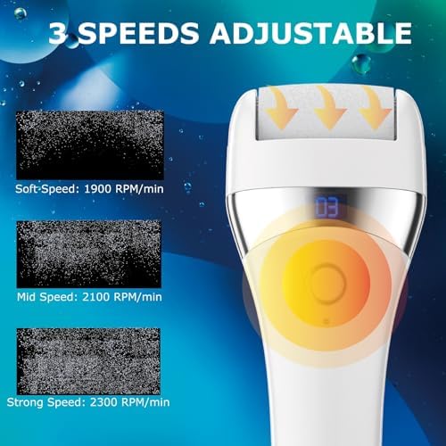 Electric Foot Callues Remover - FSA&HSA Eligible, Portable Electric Foot Files with 3 Heads, Rechargeable Feet File for Foot Care, Waterproof Deadskin Remover, Pedicure Tool for Dry and Crack Feet