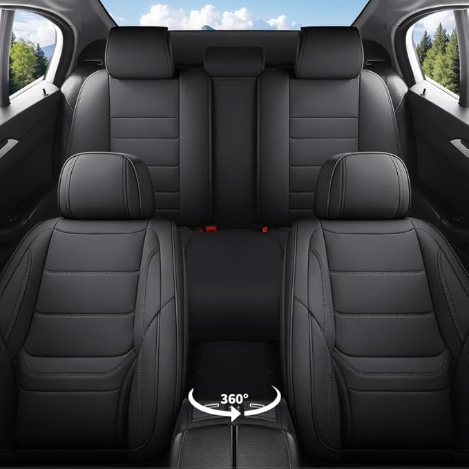 Car Seat Covers Full Set Custom Fit for Ford Explorer 2001-2025 2026 - Premium Faux Leather with Lumbar Support, Waterproof, Breathable, Anti-Slip, Easy to install &Protectors (Black, Full Set)