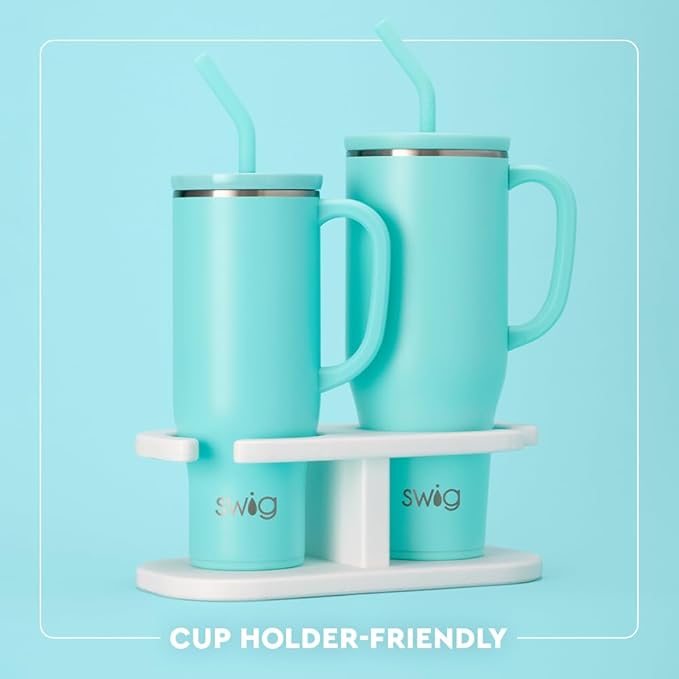 Swig Life 40oz Mega Mug, 40oz Tumbler with Handle and Straw, Extra Large Insulated Tumblers, Cup Holder Friendly Travel Mug (Perfect Pines)