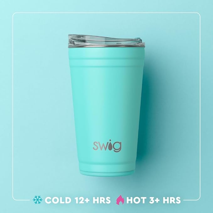 Swig Life 24oz Party Cup, Stackable Insulated Travel Coffee Tumbler with EZ Slider Lid, Cup Holder Friendly, Stainless Steel 24 oz Tumbler, Reusable Mug (Saturdays In Baton Rouge)