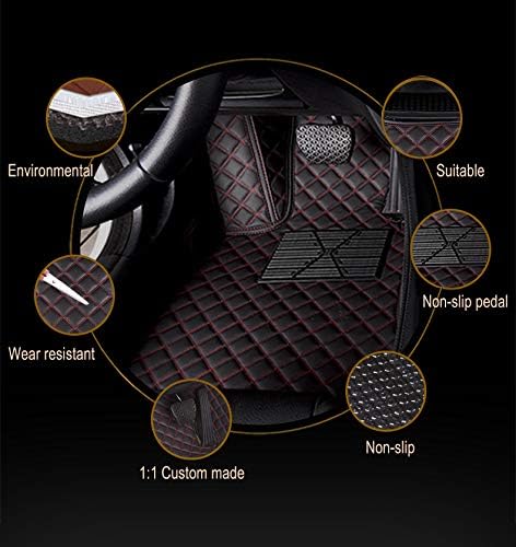 Custom Car Floor Mat Compatible with BMW Mercedes-Benz Toyota Cadillac Lexus Honda Infiniti Nissan Hyundai Kia Audi All Models Cars Sedans SUVs Automotive Mats (Edge Blue Middle Black Beige)