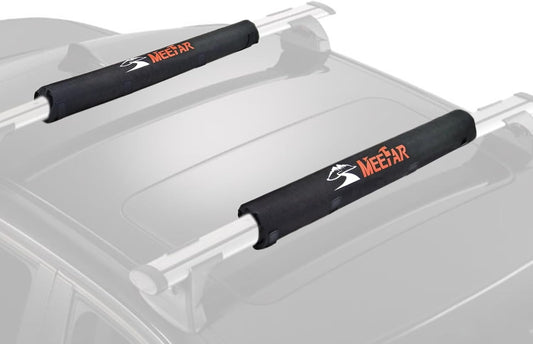 Universal Car Soft Roof Rack Pads Luggage Carrier System for Kayak Surfboard SUP Canoe Include 2 Heavy Duty Tie Down Straps, 2 Tie Down Rope, 2 Quick Loop Strap (Use with Crossbar)