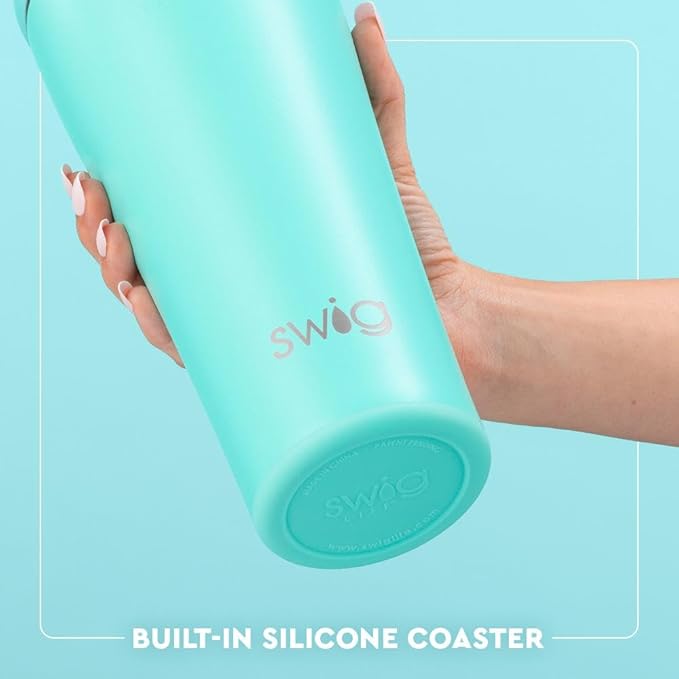 Swig Life 32oz Straw Tumbler, Travel Coffee Tumbler with Lid, Cup Holder Friendly Travel Coffee Mug, Stainless Steel, 32 oz Reusable Insulated Coffee Mug (Saturdays In Stillwater)