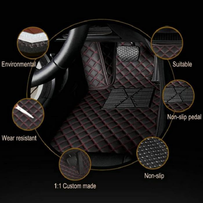 Customized Personalized car Floor mats, All-Weather Luxury car Floor mats, Waterproof and Anti Slip Leather car Floor mat Lining, 95% Customized car, Truck, and SUV Floor mats (Beige Stripes)
