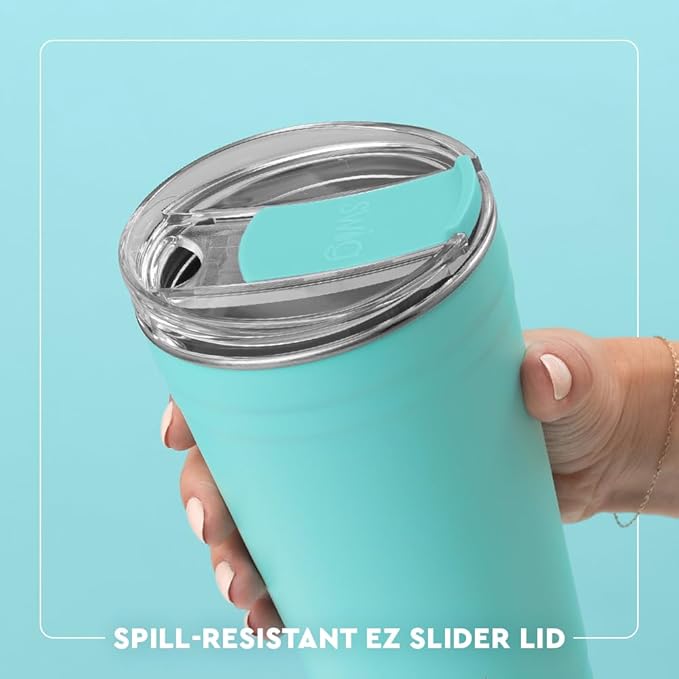 Swig Life 24oz Party Cup, Stackable Insulated Travel Coffee Tumbler with EZ Slider Lid, Cup Holder Friendly, Stainless Steel 24 oz Tumbler, Reusable Mug (Saturdays In Oxford)