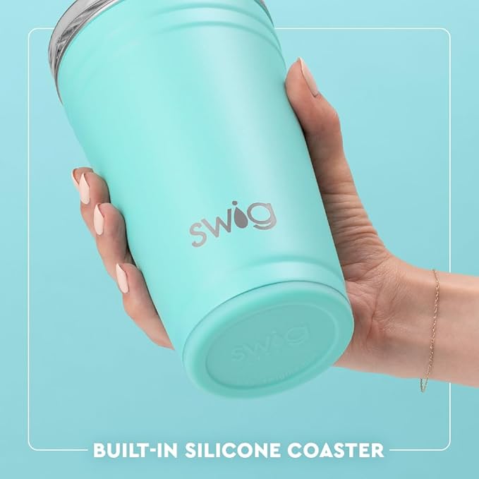 Swig Life 24oz Party Cup, Stackable Insulated Travel Coffee Tumbler with EZ Slider Lid, Cup Holder Friendly, Stainless Steel 24 oz Tumbler, Reusable Mug (Saturdays In Oxford)